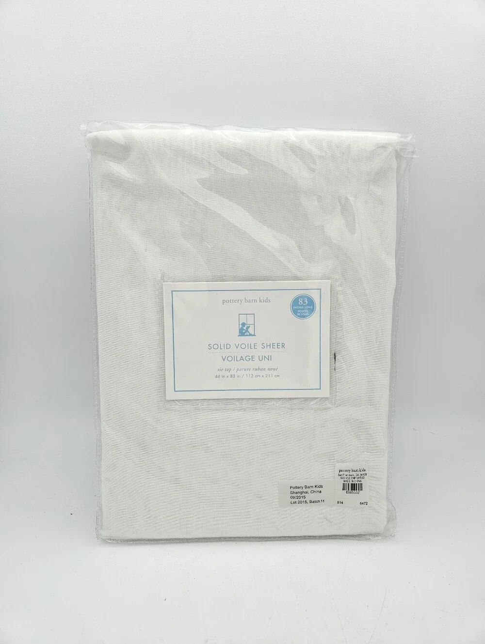 Pottery Barn Kids Solid Voile Sheer 100% Cotton Curtain Set 44